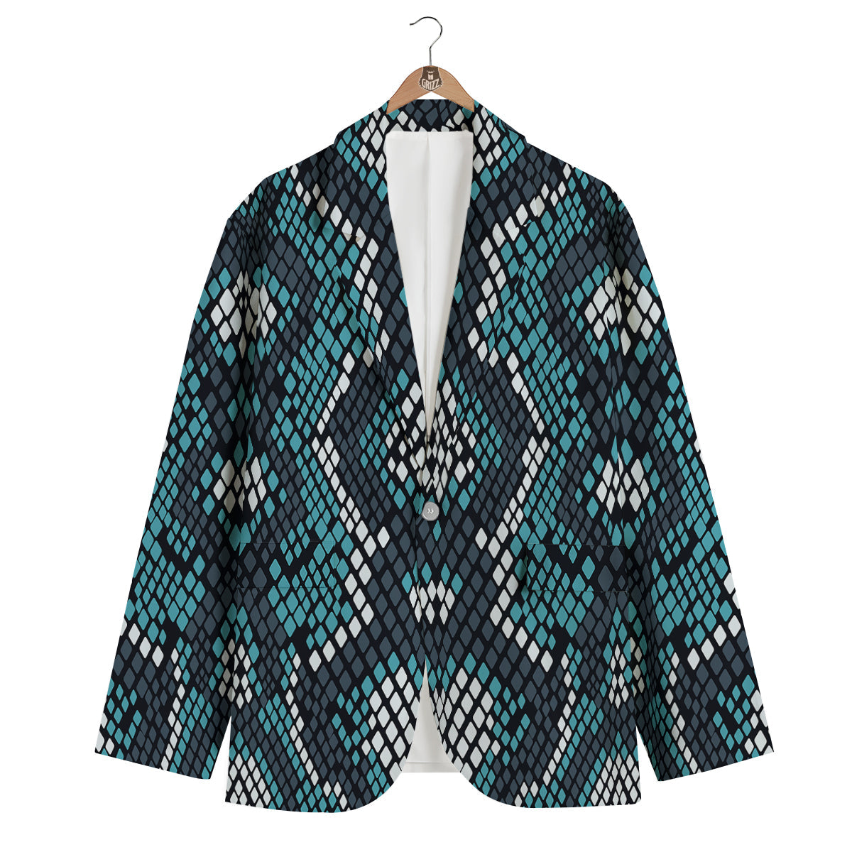 Snakeskin Pattern Print Men's Blazer-grizzshop