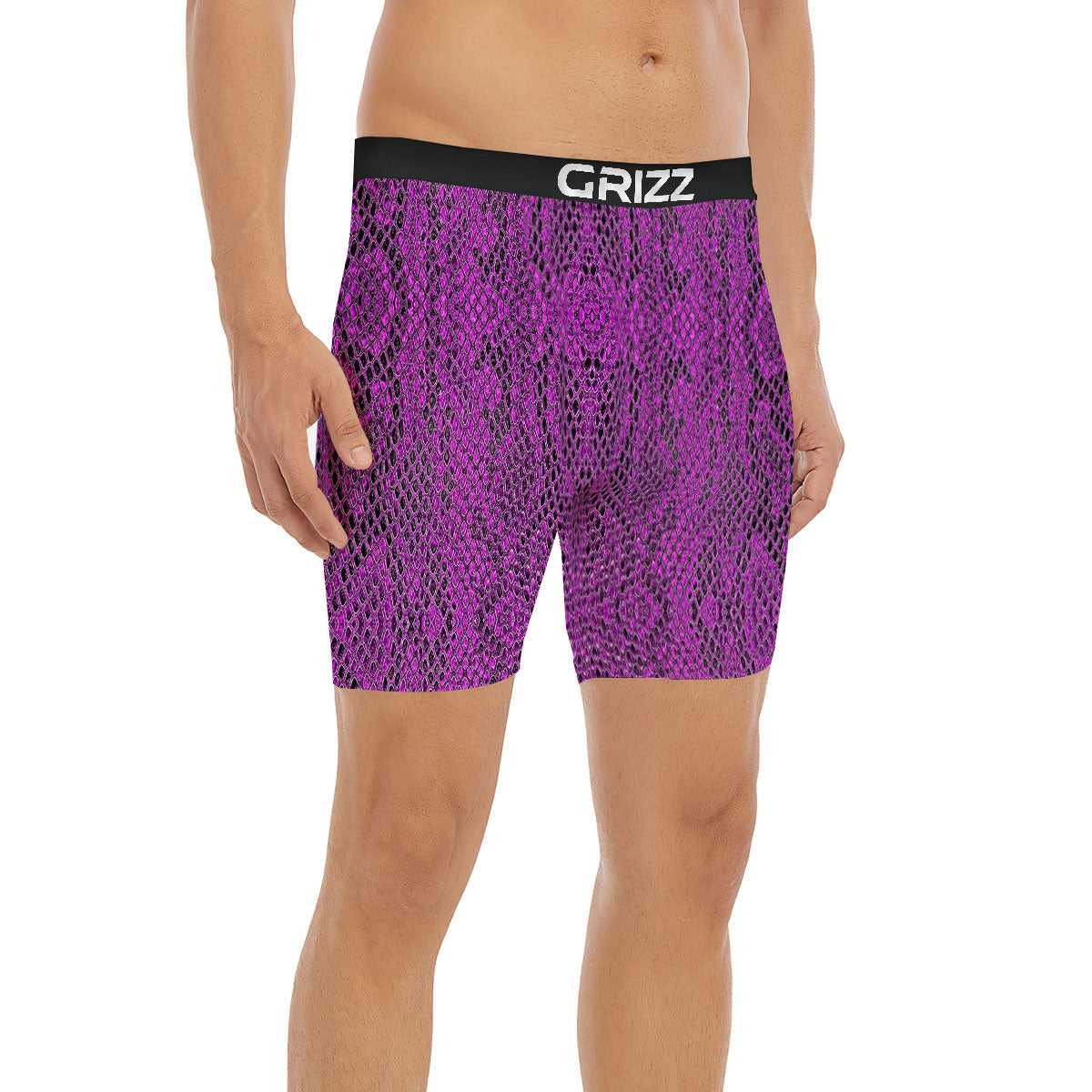 Snakeskin Purple Print Pattern Boxer Briefs-grizzshop