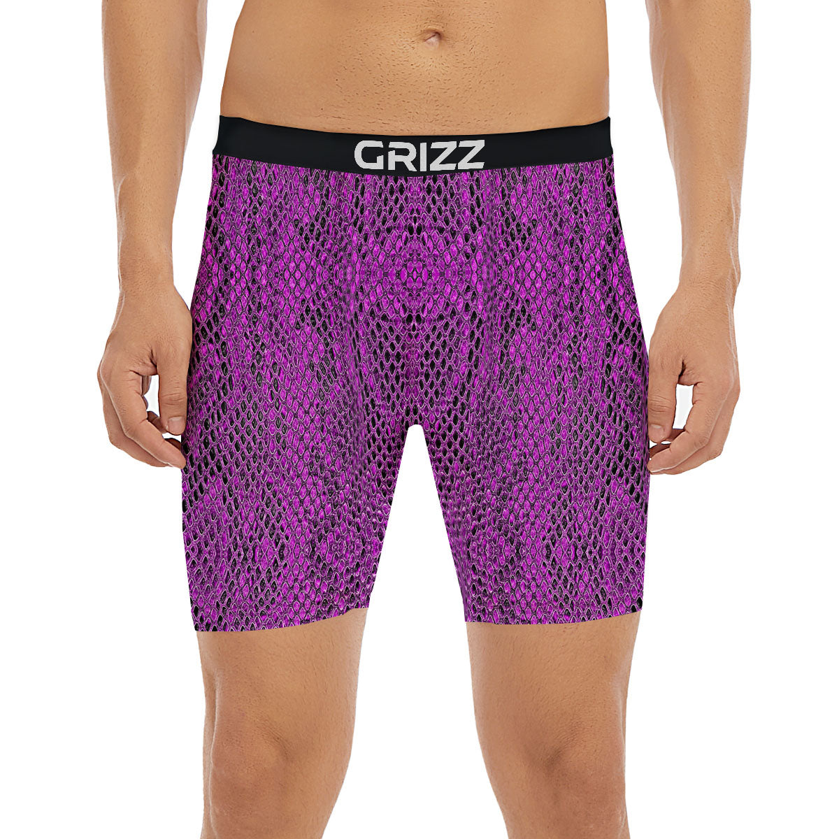 Snakeskin Purple Print Pattern Boxer Briefs-grizzshop