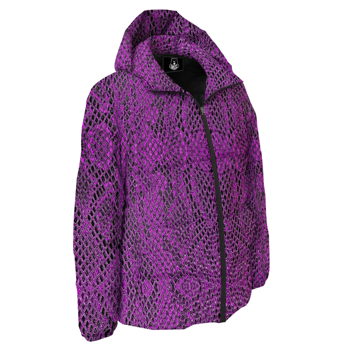 Snakeskin Purple Print Pattern Down Jacket-grizzshop