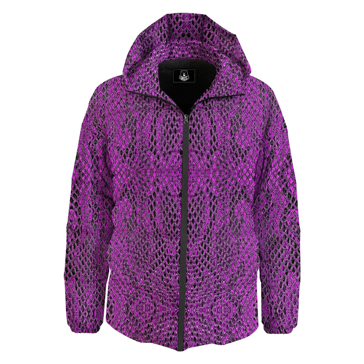 Snakeskin Purple Print Pattern Down Jacket-grizzshop