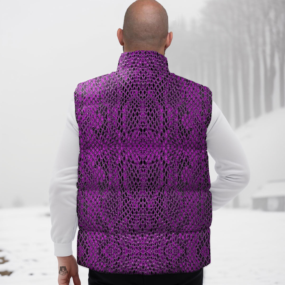 Snakeskin Purple Print Pattern Down Vest
