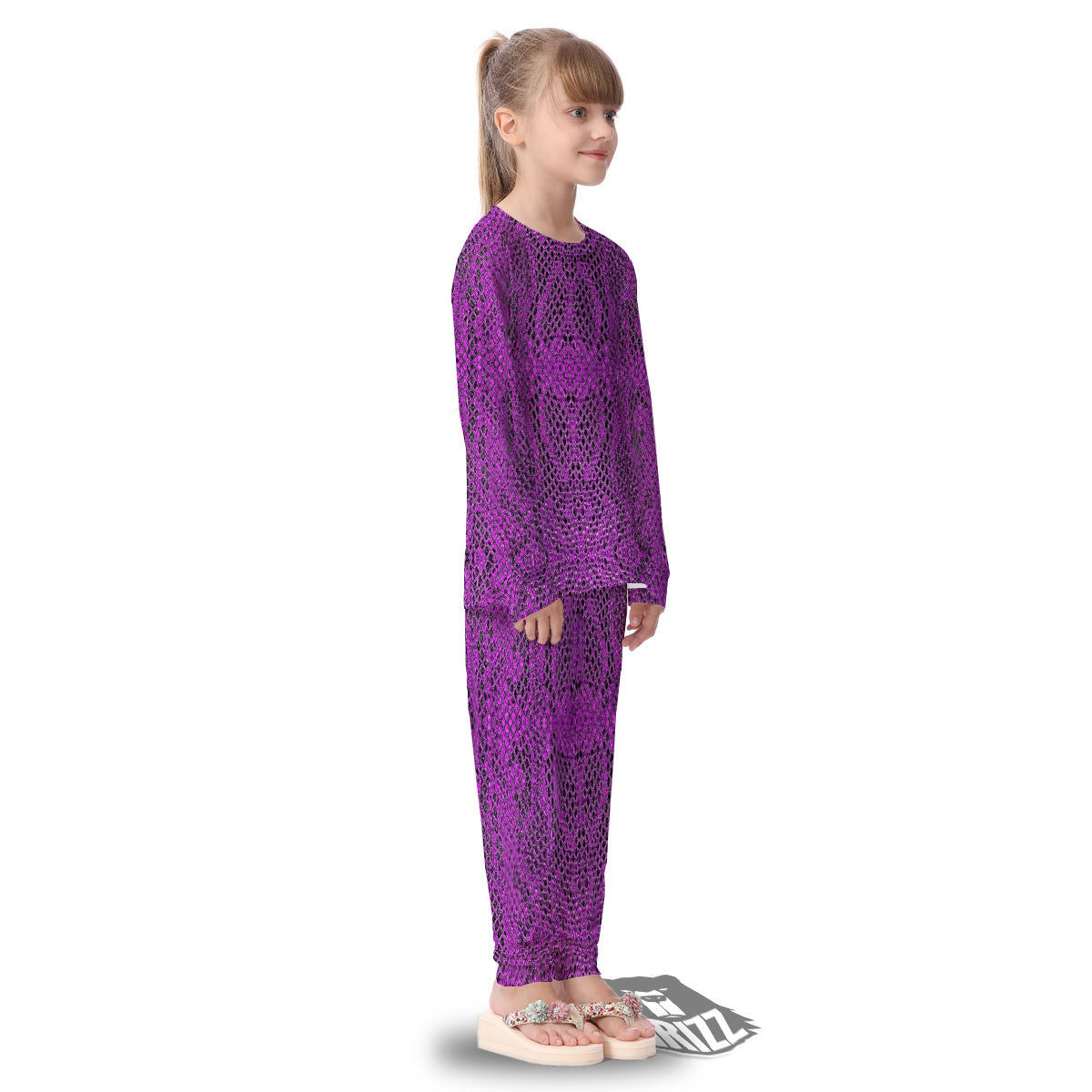 Snakeskin Purple Print Pattern Kid's Pajamas-grizzshop