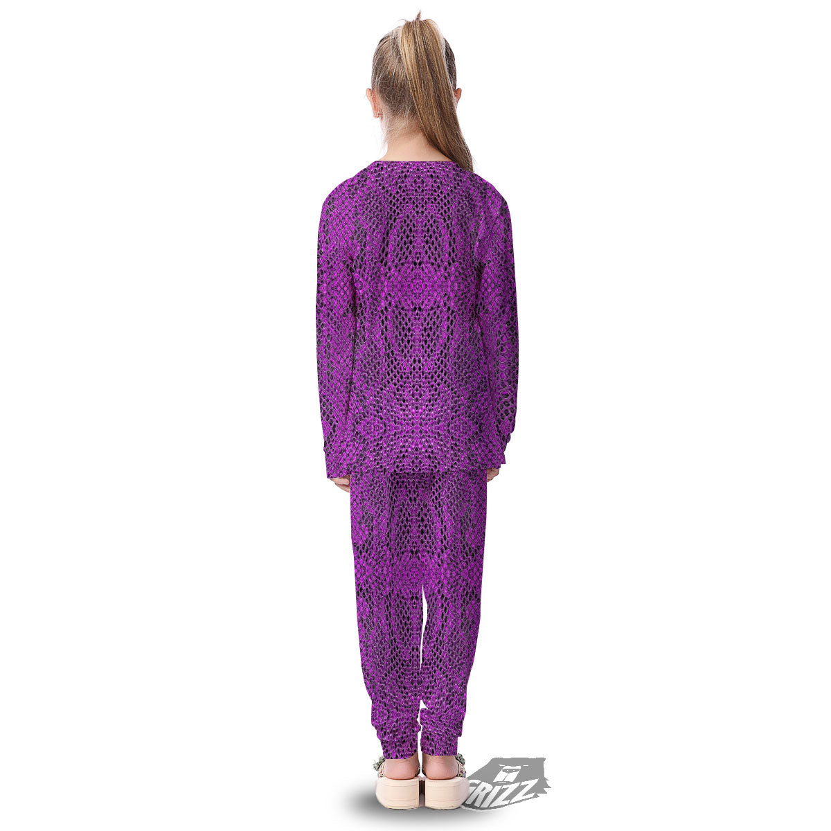 Snakeskin Purple Print Pattern Kid's Pajamas-grizzshop
