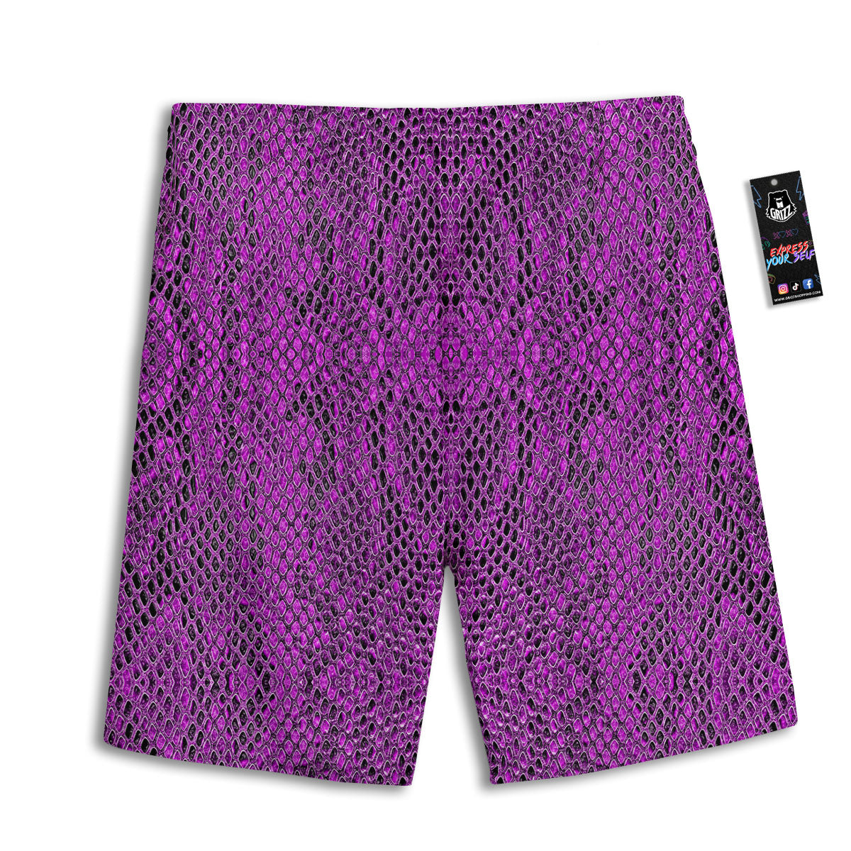 Snakeskin Purple Print Pattern Men's Athletic Shorts