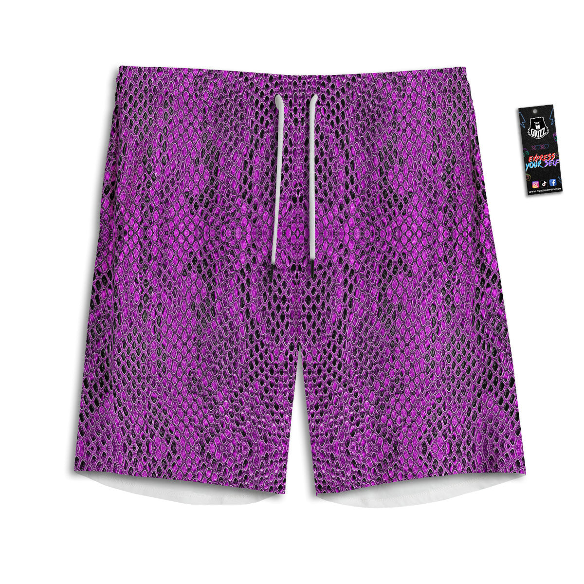 Snakeskin Purple Print Pattern Men's Athletic Shorts
