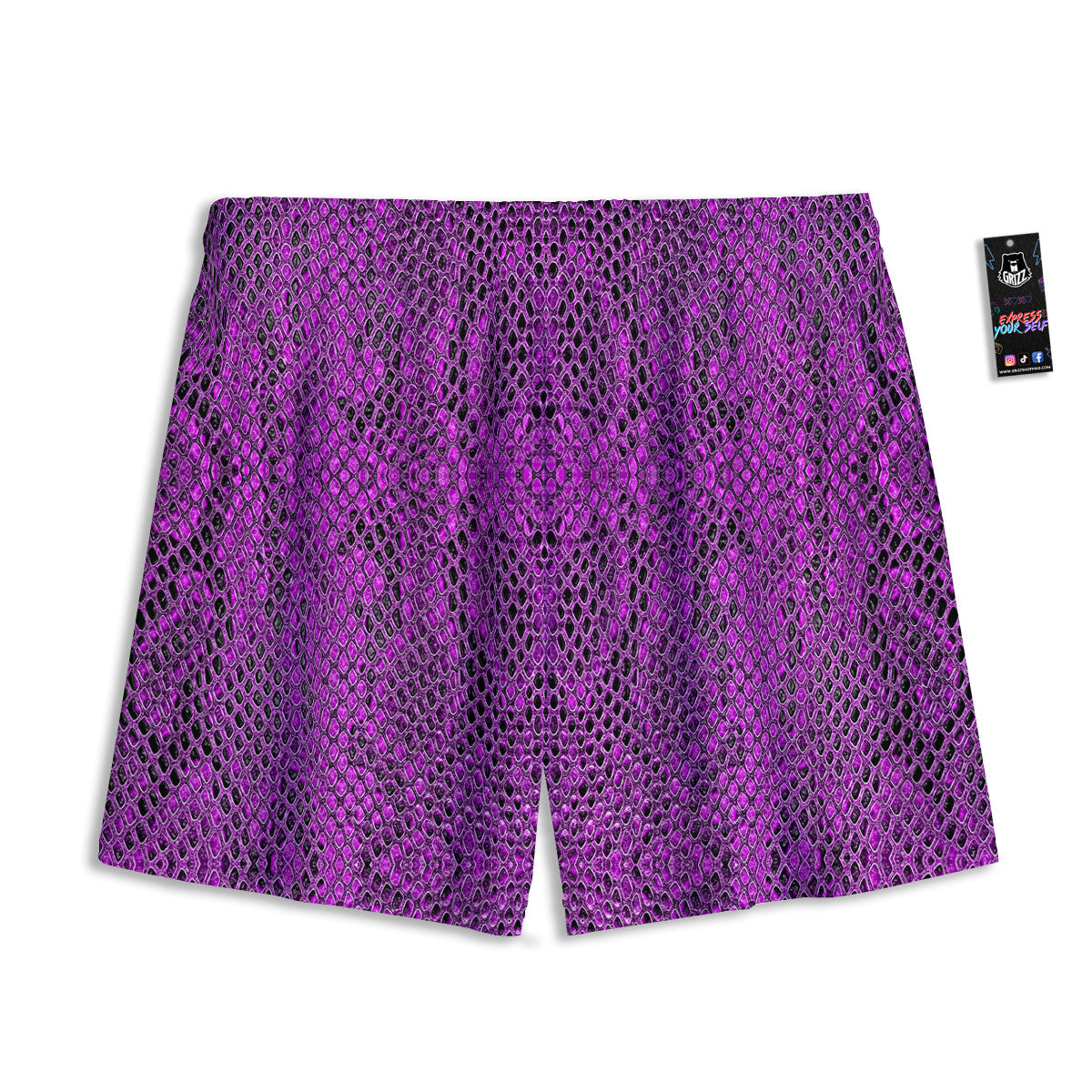 Snakeskin Purple Print Pattern Mesh Shorts