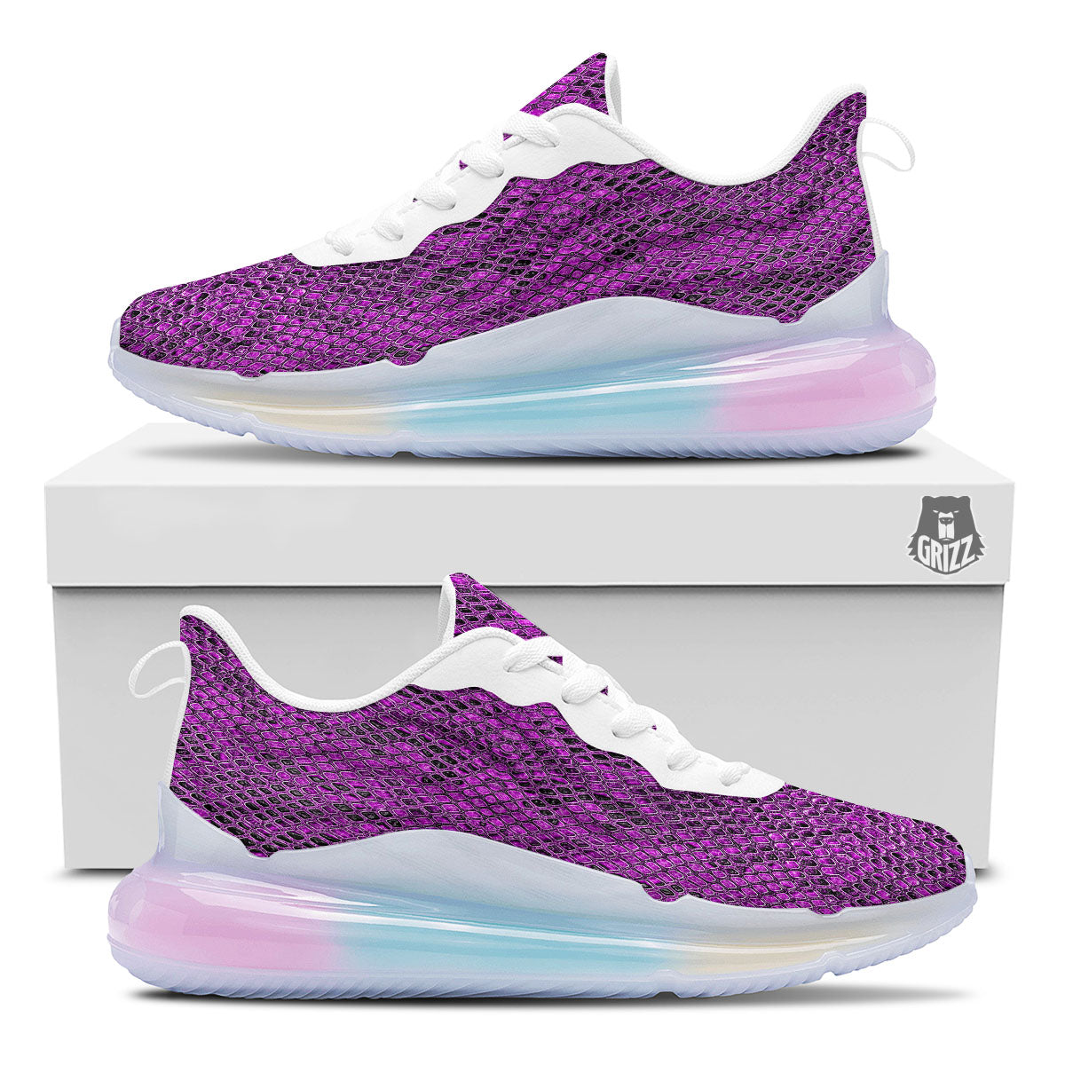 Snakeskin Purple Print Pattern Running Sneakers-grizzshop