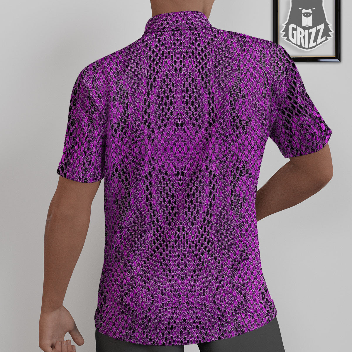 Snakeskin Purple Print Pattern Untucked Shirts-grizzshop