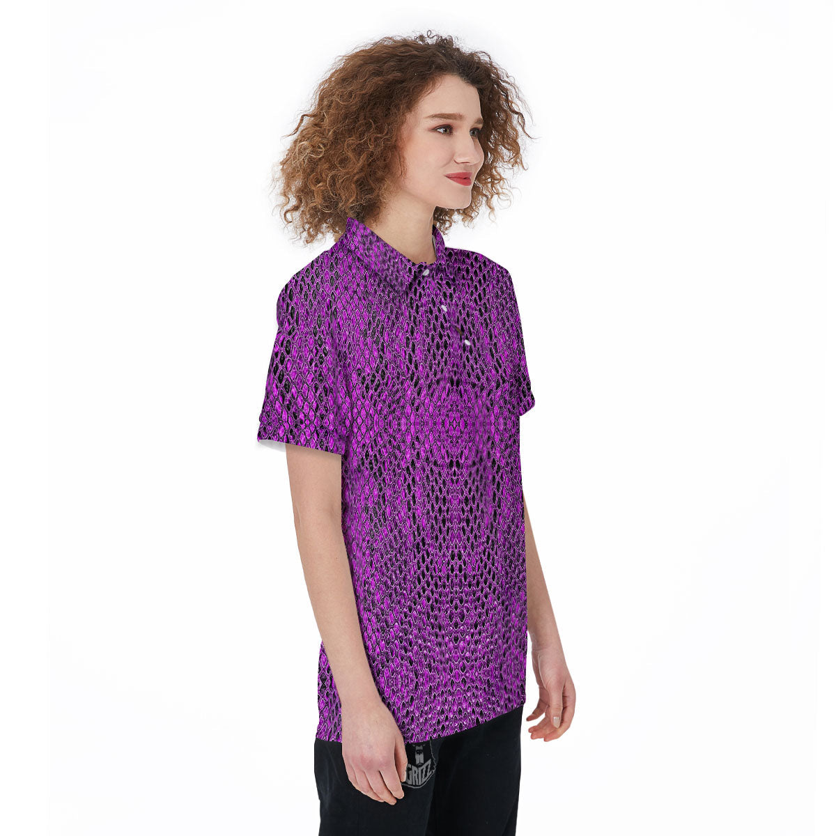 Snakeskin Purple Print Pattern Women's Golf Shirts-grizzshop