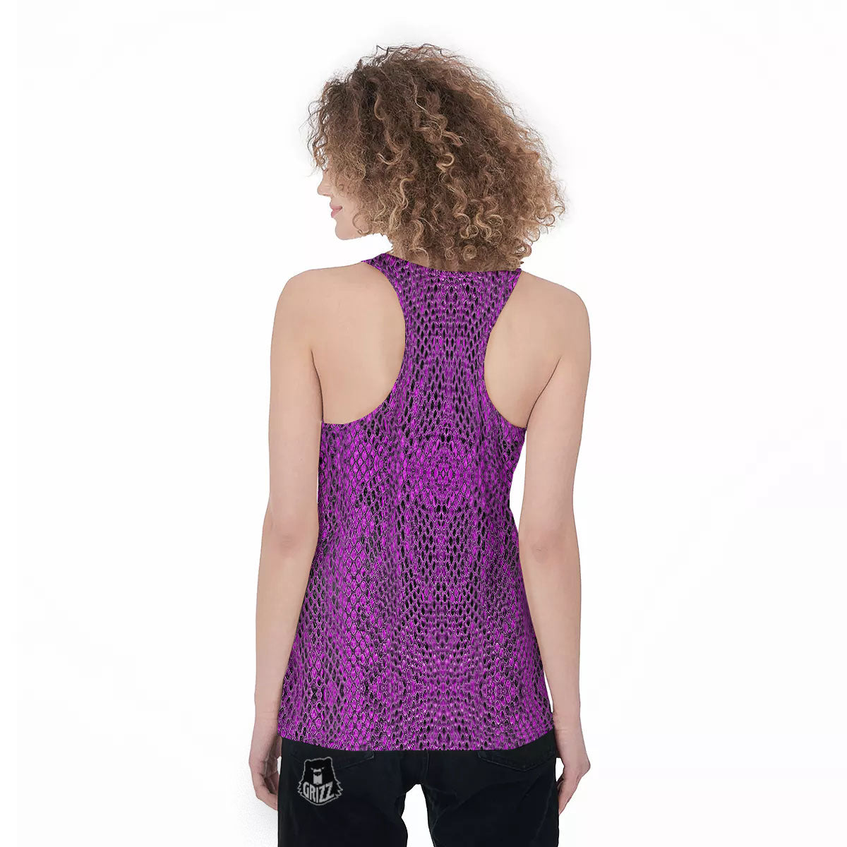 Snakeskin Purple Print Pattern Women's Racerback Tank Top-grizzshop