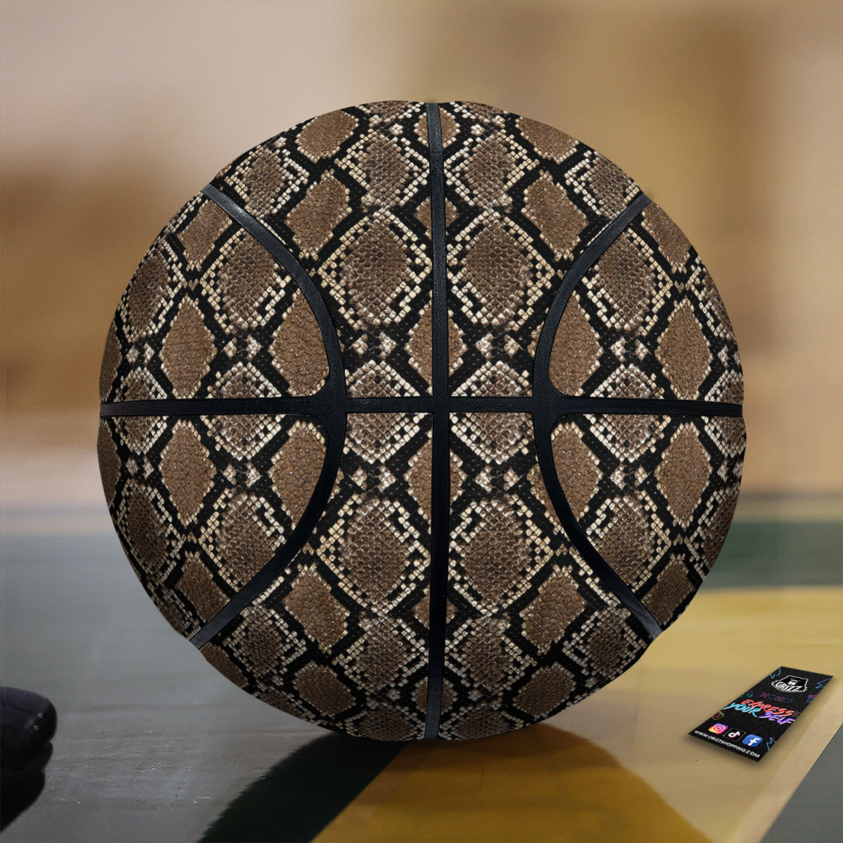 Snakeskin Python Brown Print Basketball-grizzshop