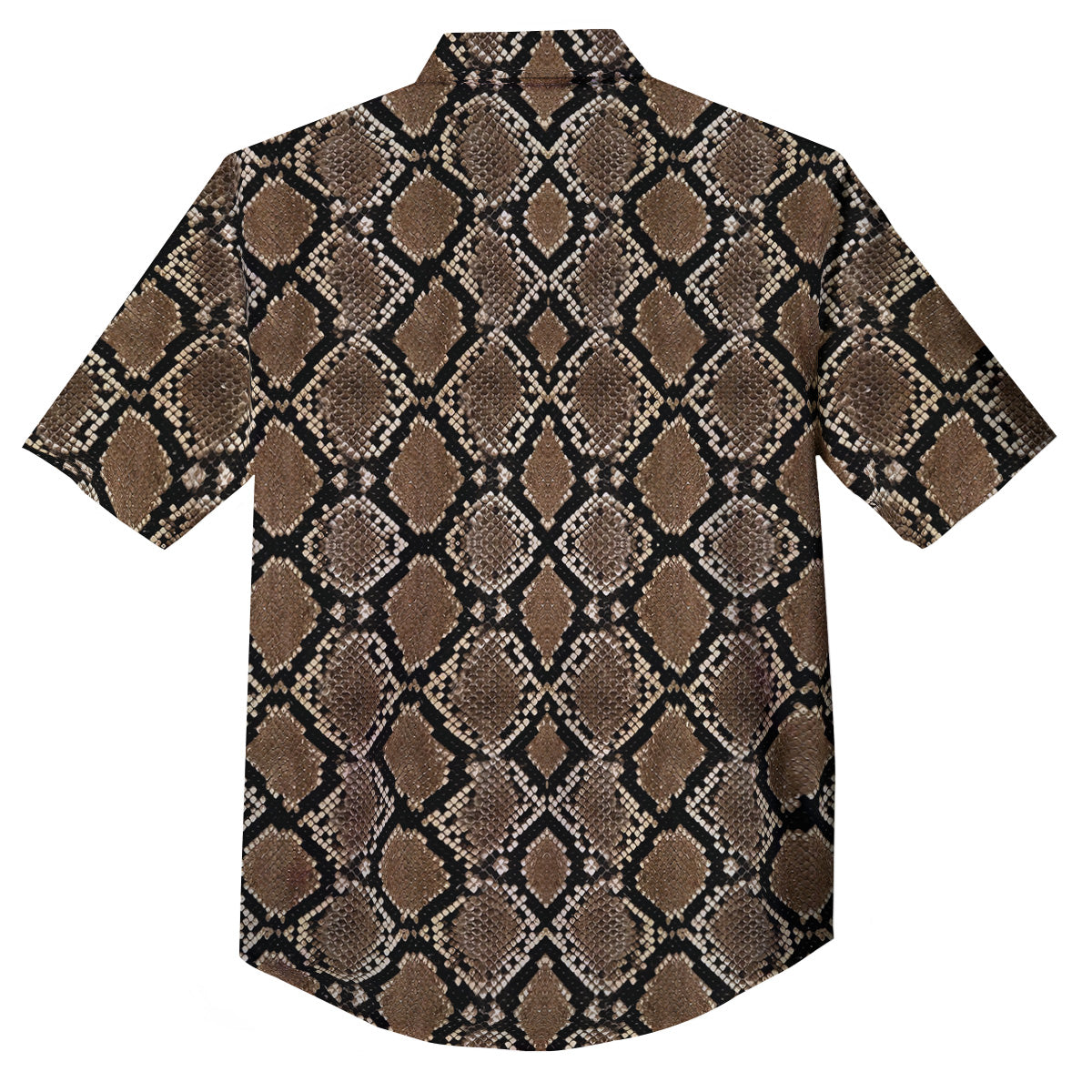 Snakeskin Python Brown Print Button Up Shirt-grizzshop
