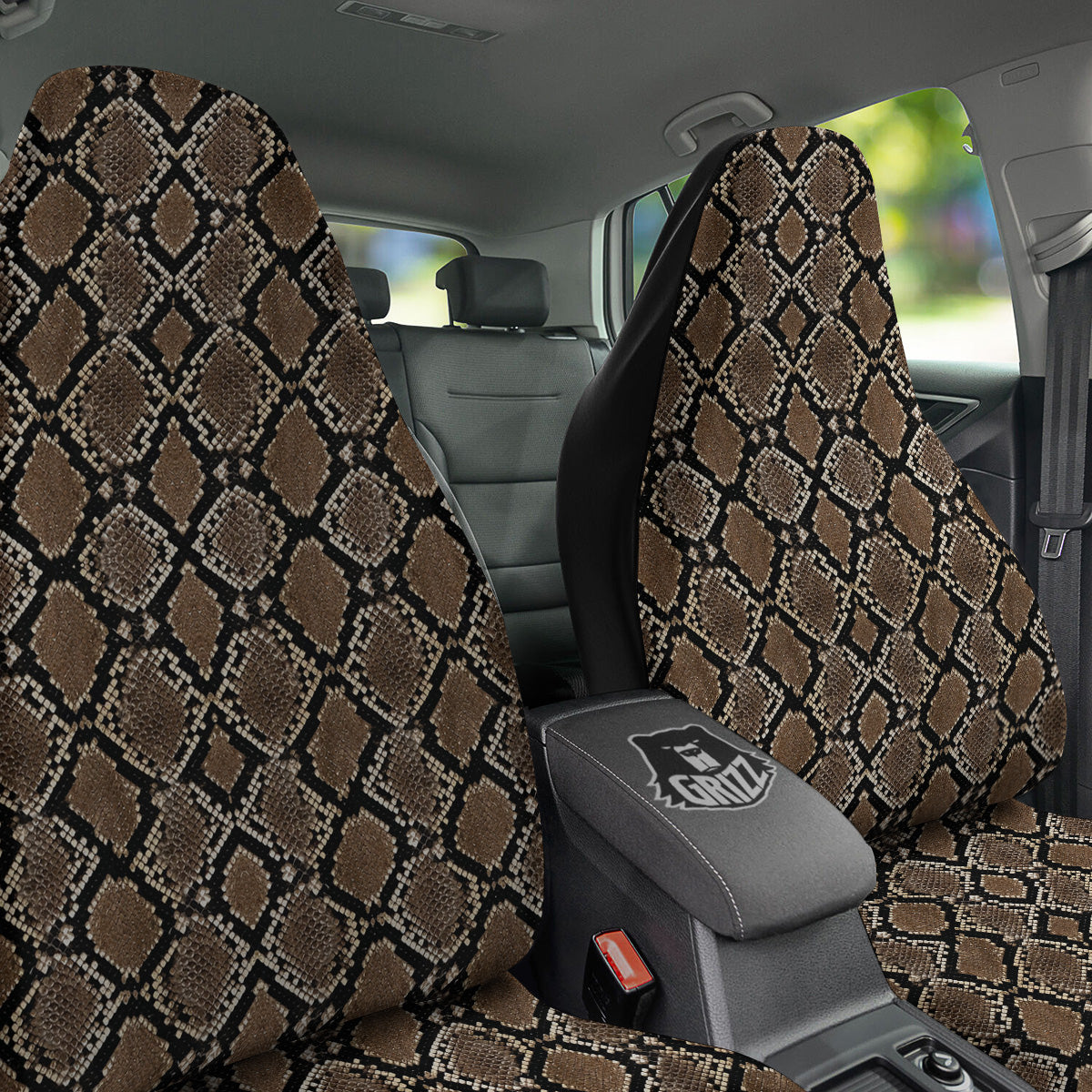 Snakeskin Python Brown Print Car Seat Covers-grizzshop