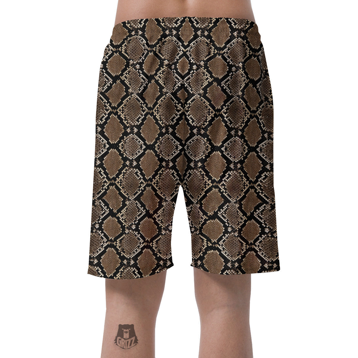 Snakeskin Python Brown Print Men's Shorts-grizzshop