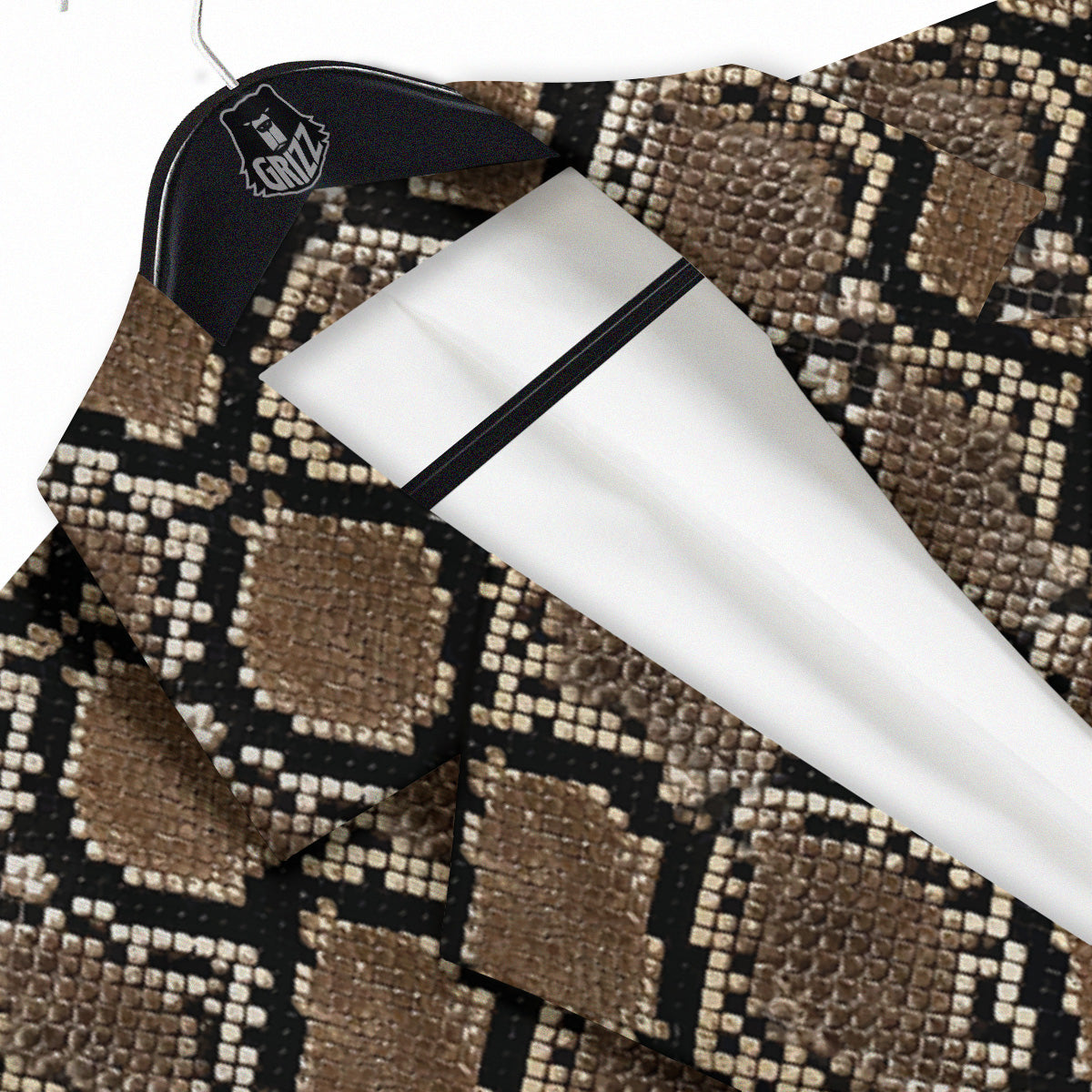 Snakeskin Python Brown Print Men's Sport Coat-grizzshop