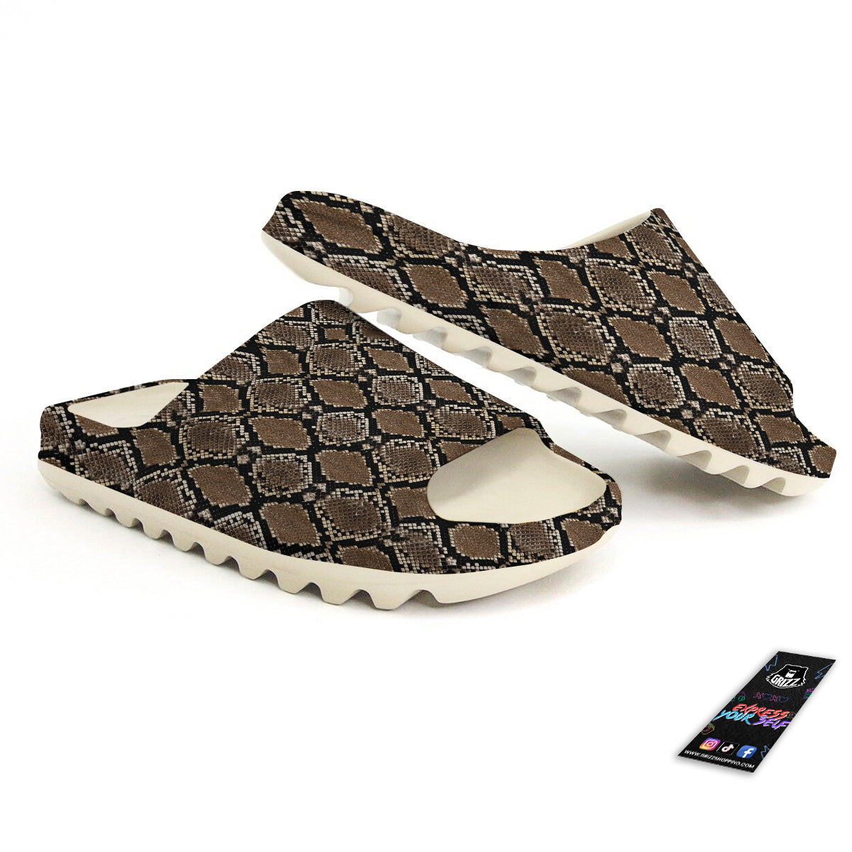 Snakeskin Python Brown Print Sandals-grizzshop