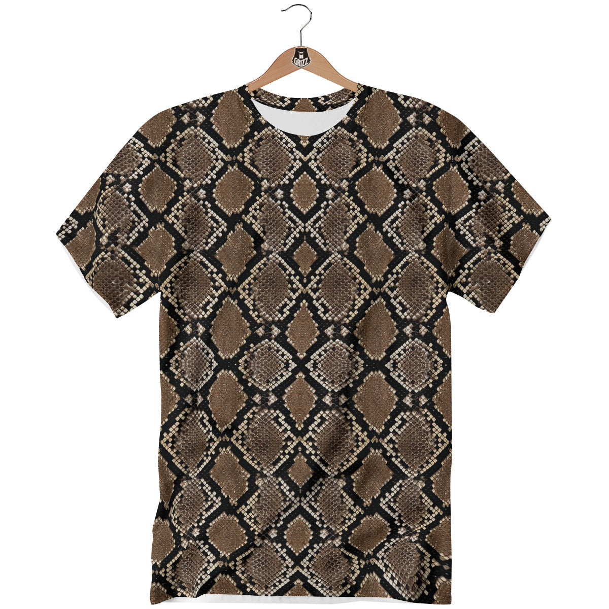 Snakeskin Python Brown Print T-Shirt-grizzshop