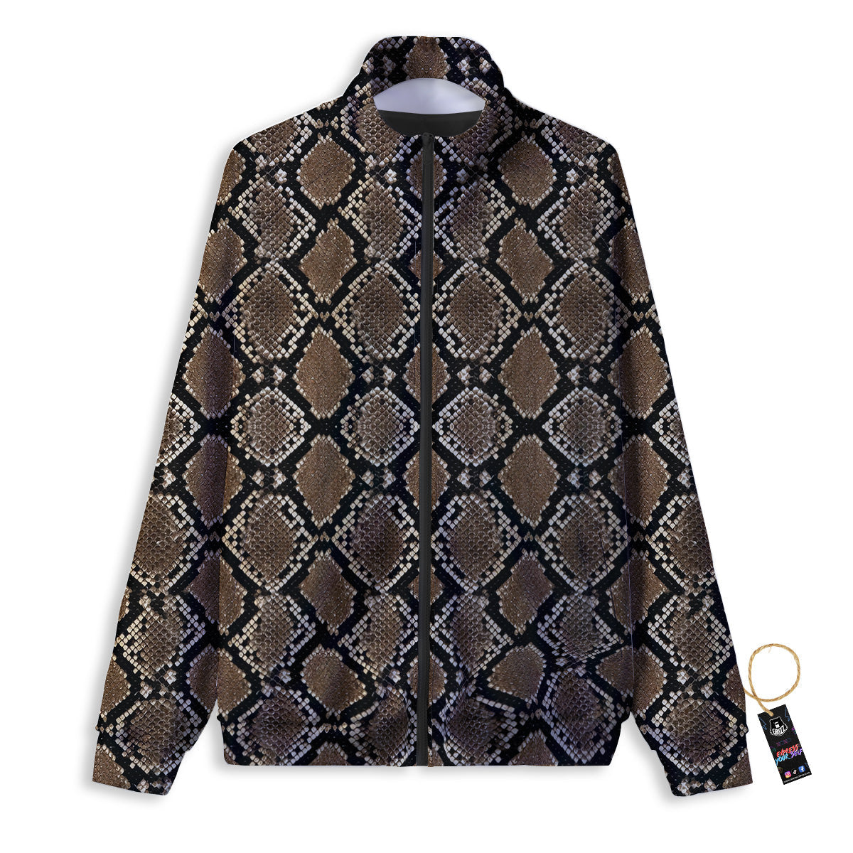 Snakeskin Python Brown Print Track Jacket-grizzshop
