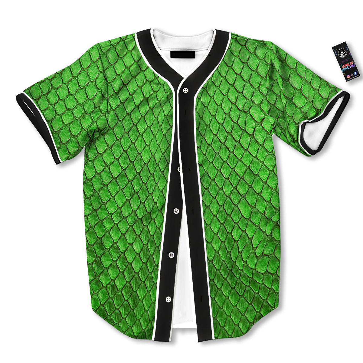Snakeskin Python Green Print Baseball Jersey-grizzshop