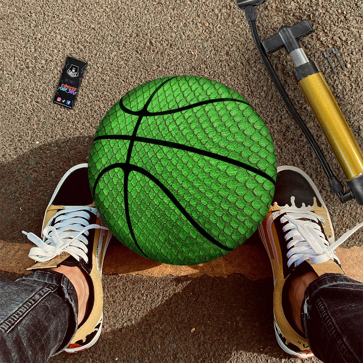 Snakeskin Python Green Print Basketball-grizzshop