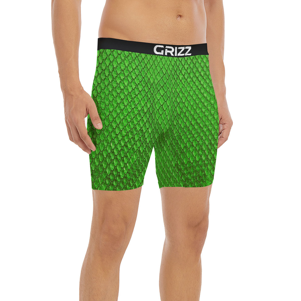 Snakeskin Python Green Print Boxer Briefs-grizzshop
