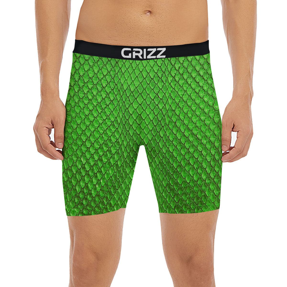 Snakeskin Python Green Print Boxer Briefs-grizzshop