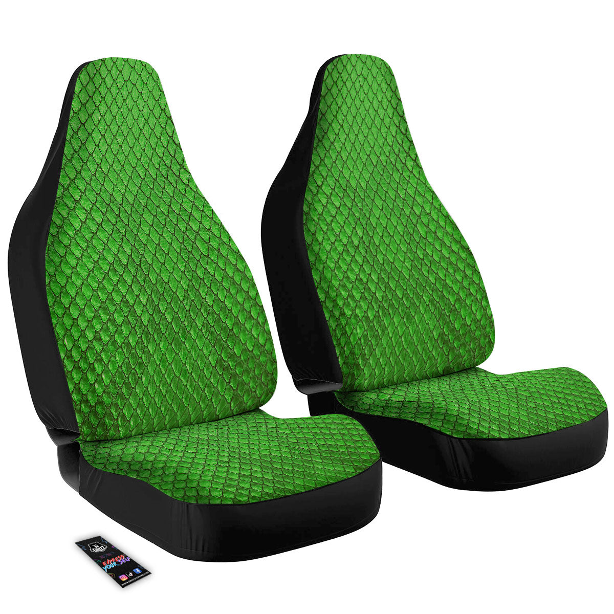 Snakeskin Python Green Print Car Seat Covers-grizzshop