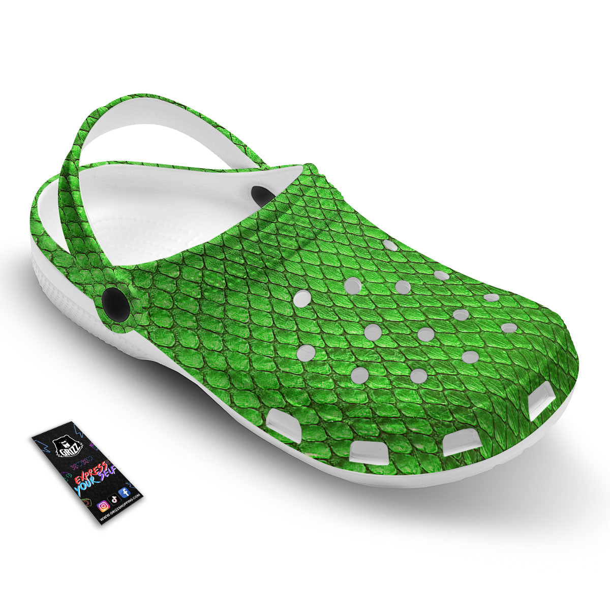Snakeskin Python Green Print Clog-grizzshop