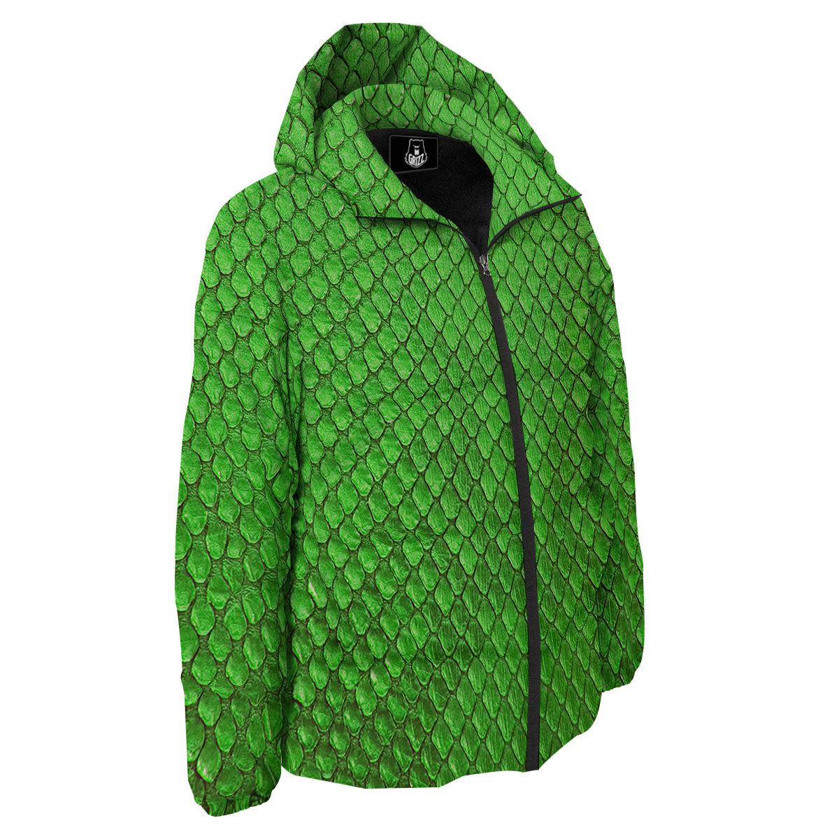 Snakeskin Python Green Print Down Jacket-grizzshop