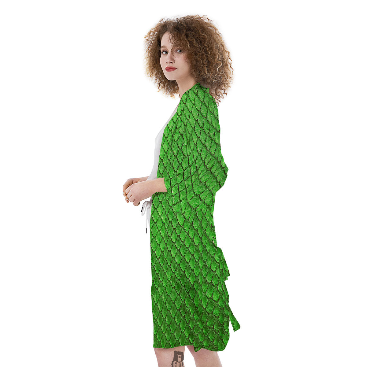 Snakeskin Python Green Print Kimono-grizzshop
