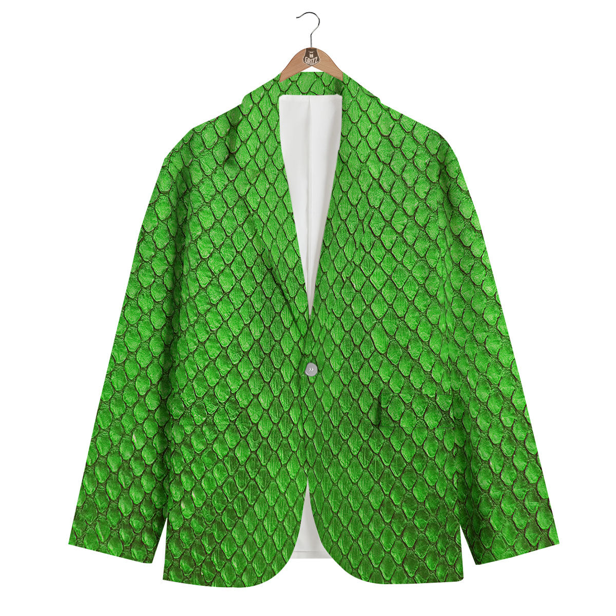 Snakeskin Python Green Print Men's Blazer-grizzshop