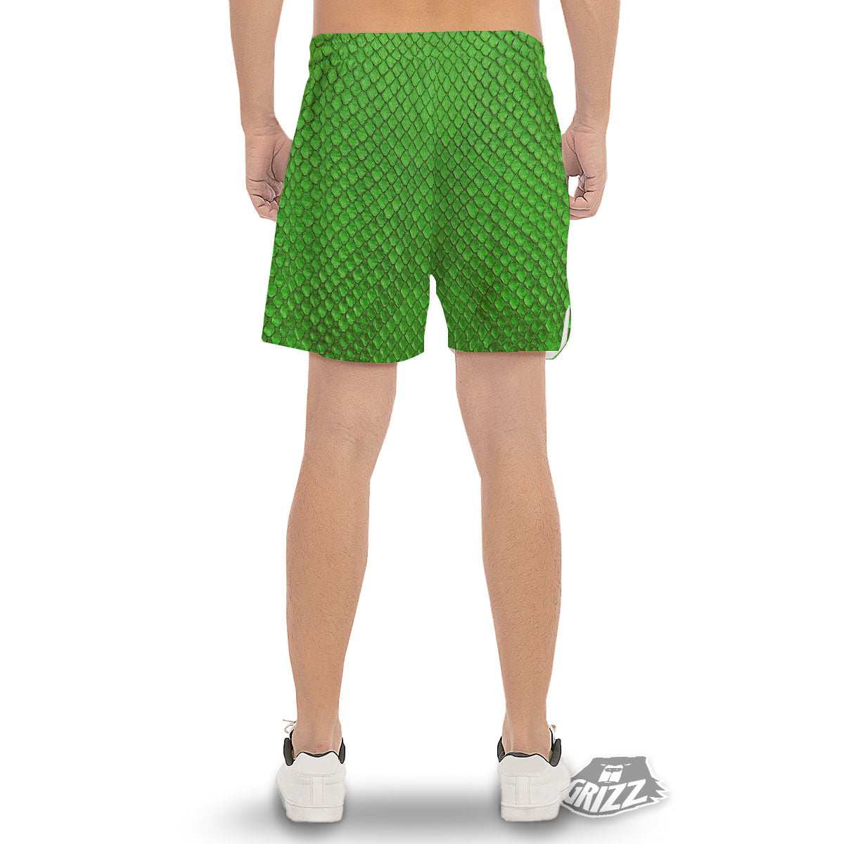 Snakeskin Python Green Print Men's Gym Shorts-grizzshop
