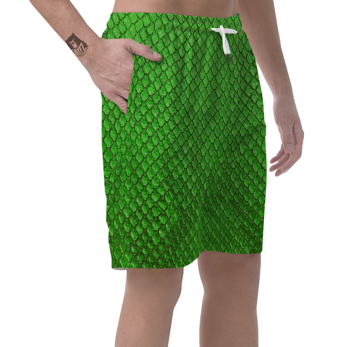Snakeskin Python Green Print Men's Shorts-grizzshop