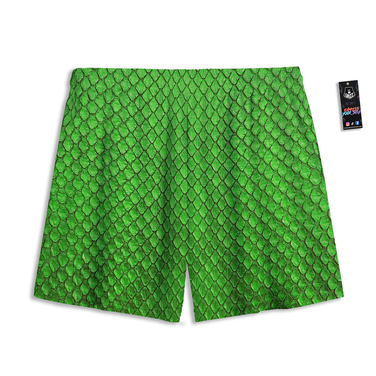 Snakeskin Python Green Print Mesh Shorts