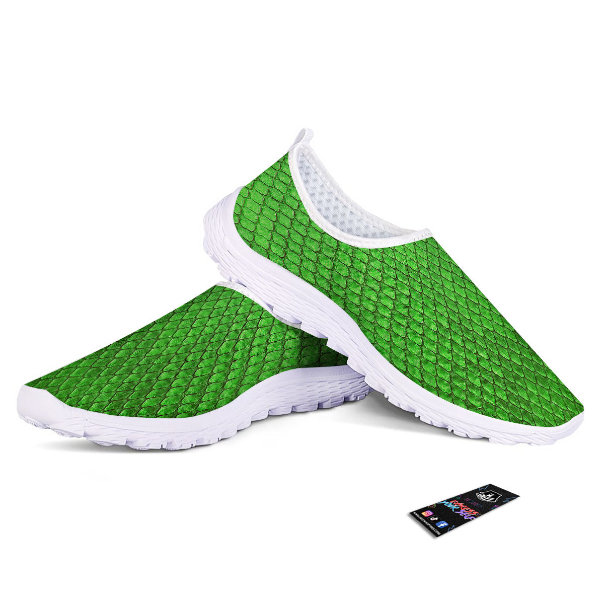 Snakeskin Python Green Print Nurse Shoes-grizzshop