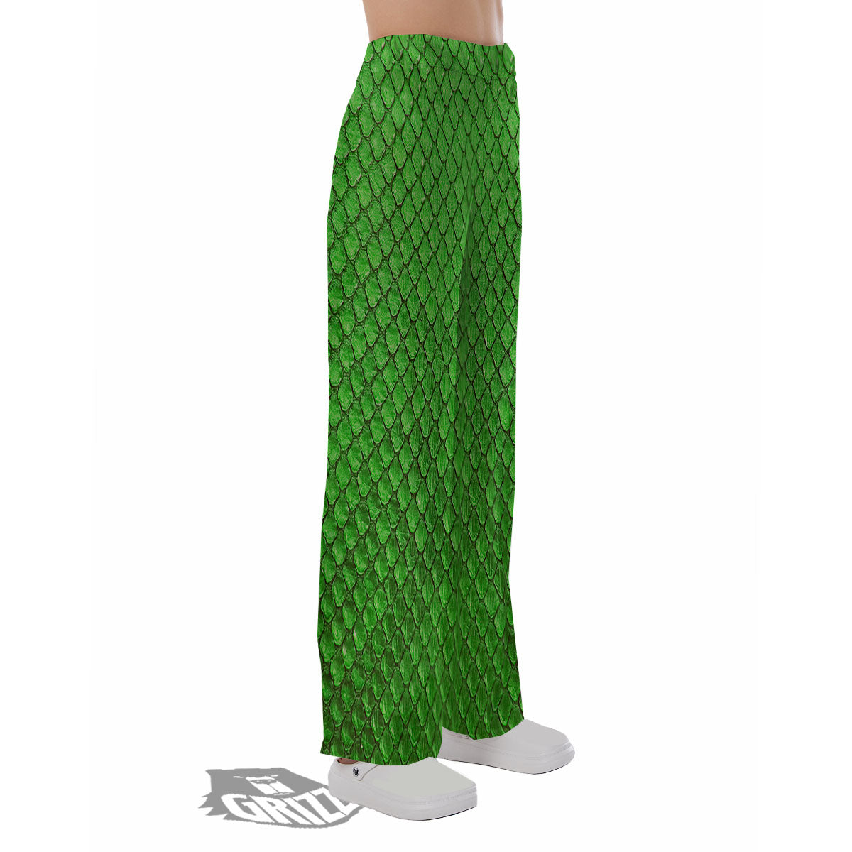 Snakeskin Python Green Print Pajama Pants-grizzshop
