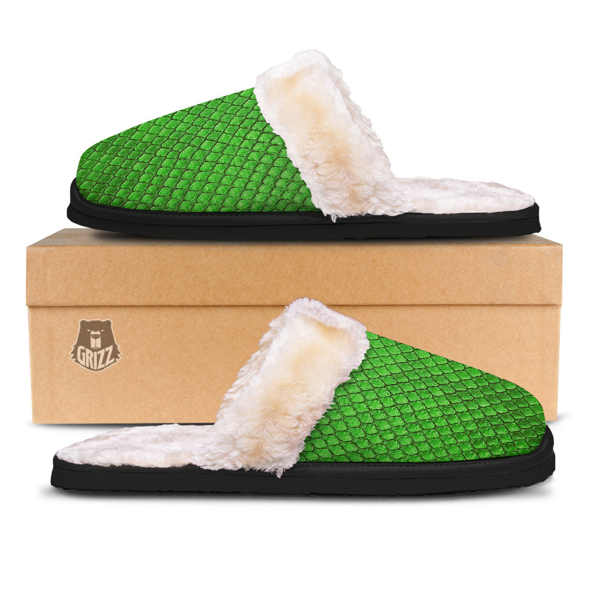 Snakeskin Python Green Print Slippers-grizzshop