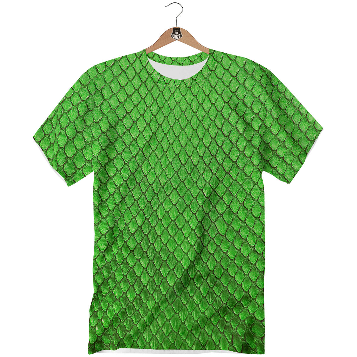 Snakeskin Python Green Print T-Shirt-grizzshop