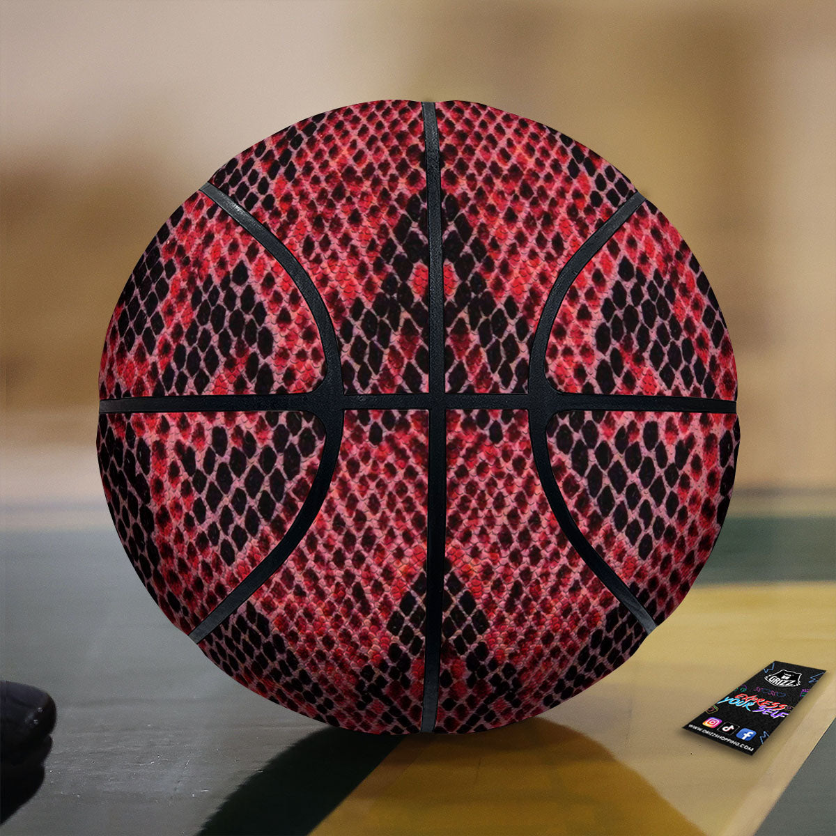 Snakeskin Python Red Print Basketball-grizzshop