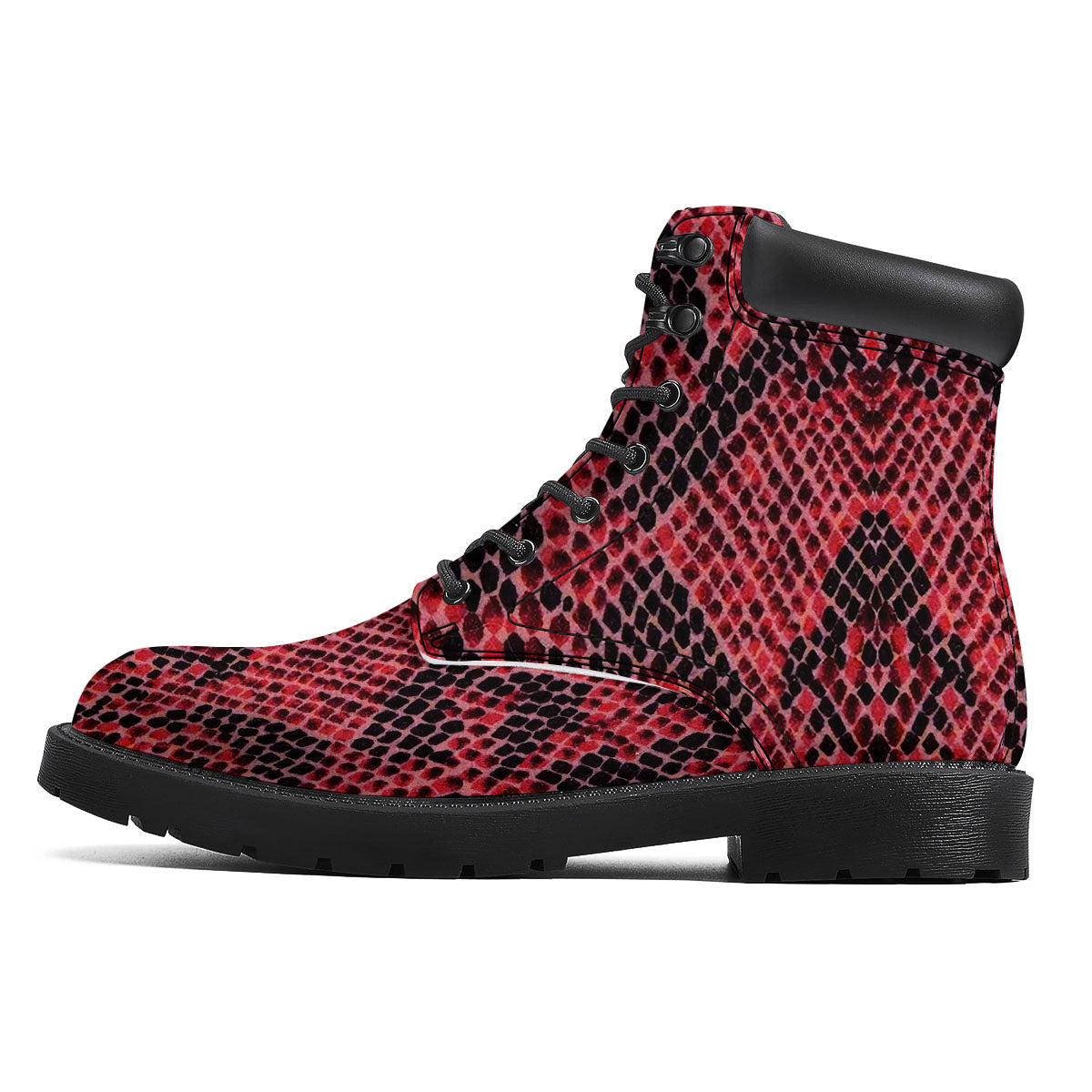 Snakeskin Python Red Print Boots-grizzshop