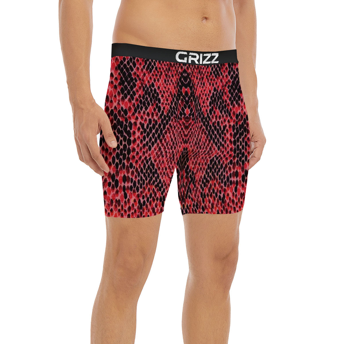 Snakeskin Python Red Print Boxer Briefs-grizzshop