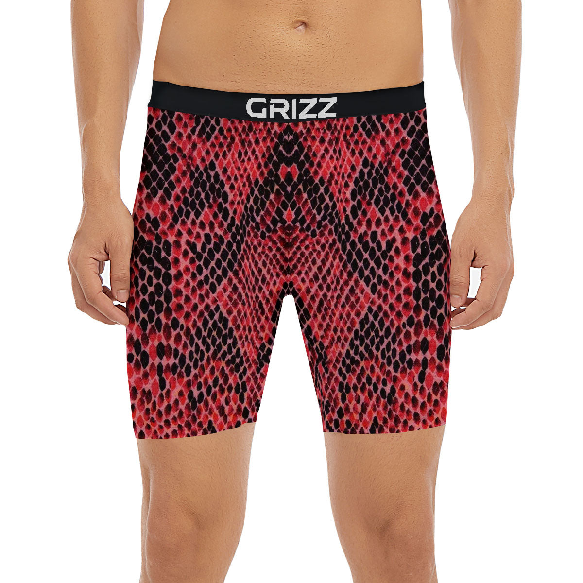 Snakeskin Python Red Print Boxer Briefs-grizzshop