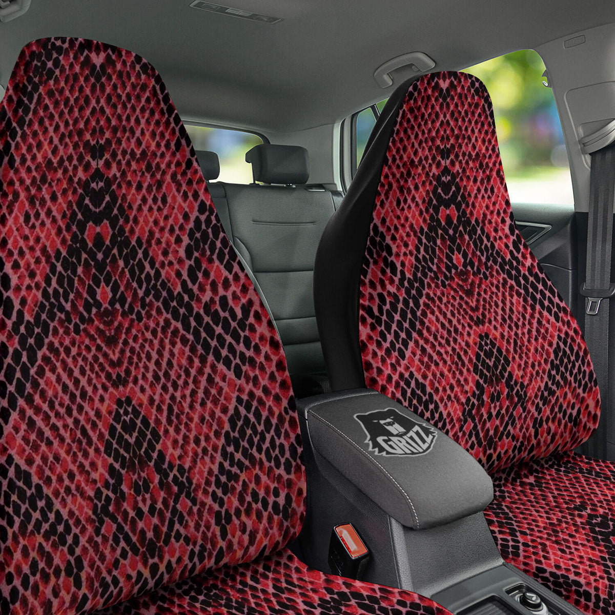 Snakeskin Python Red Print Car Seat Covers-grizzshop