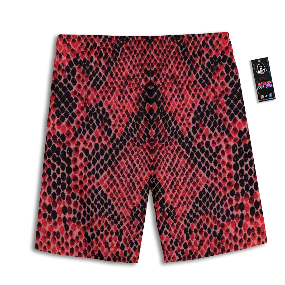 Snakeskin Python Red Print Men's Athletic Shorts