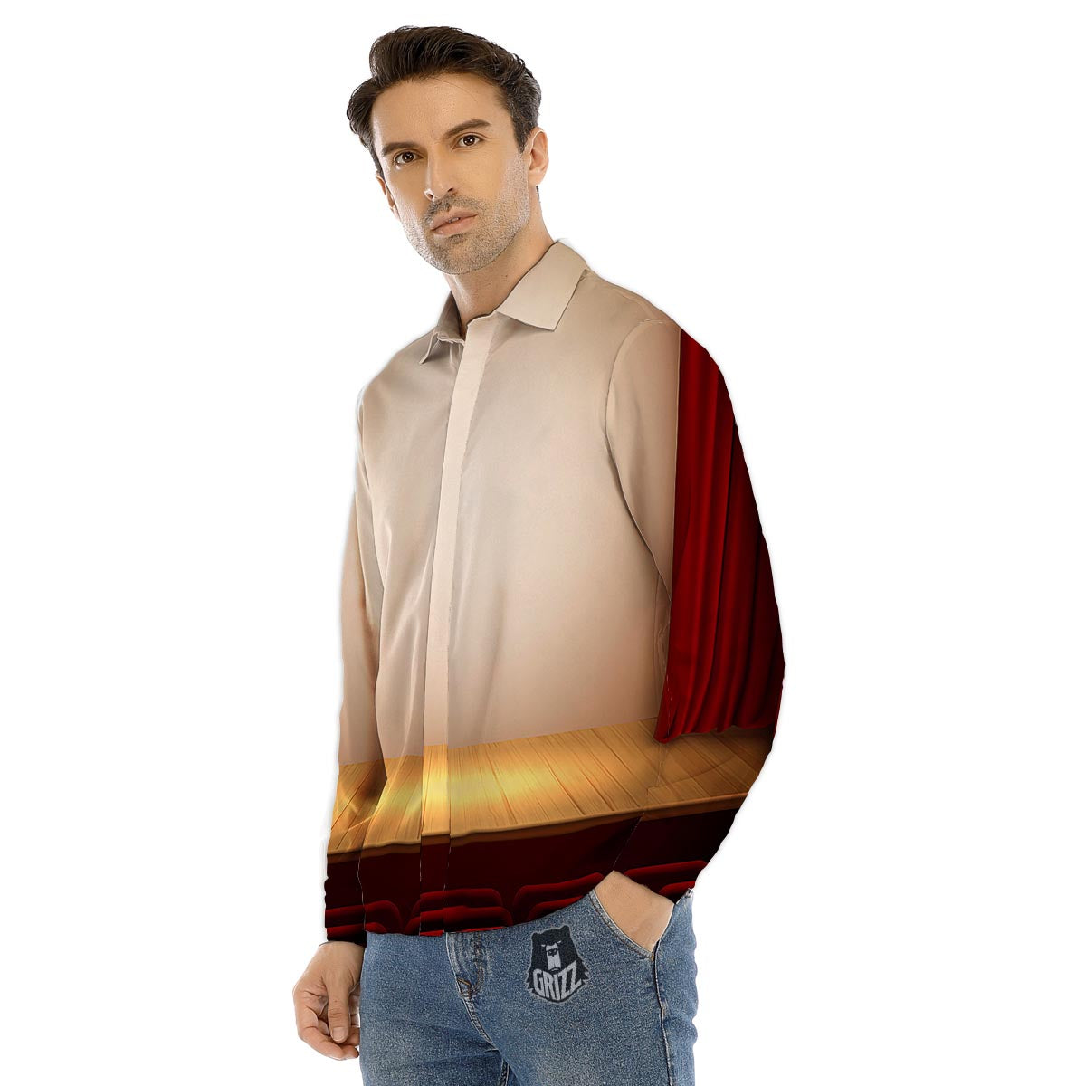 Snakeskin Python Red Print Men's Dress Shirts-grizzshop