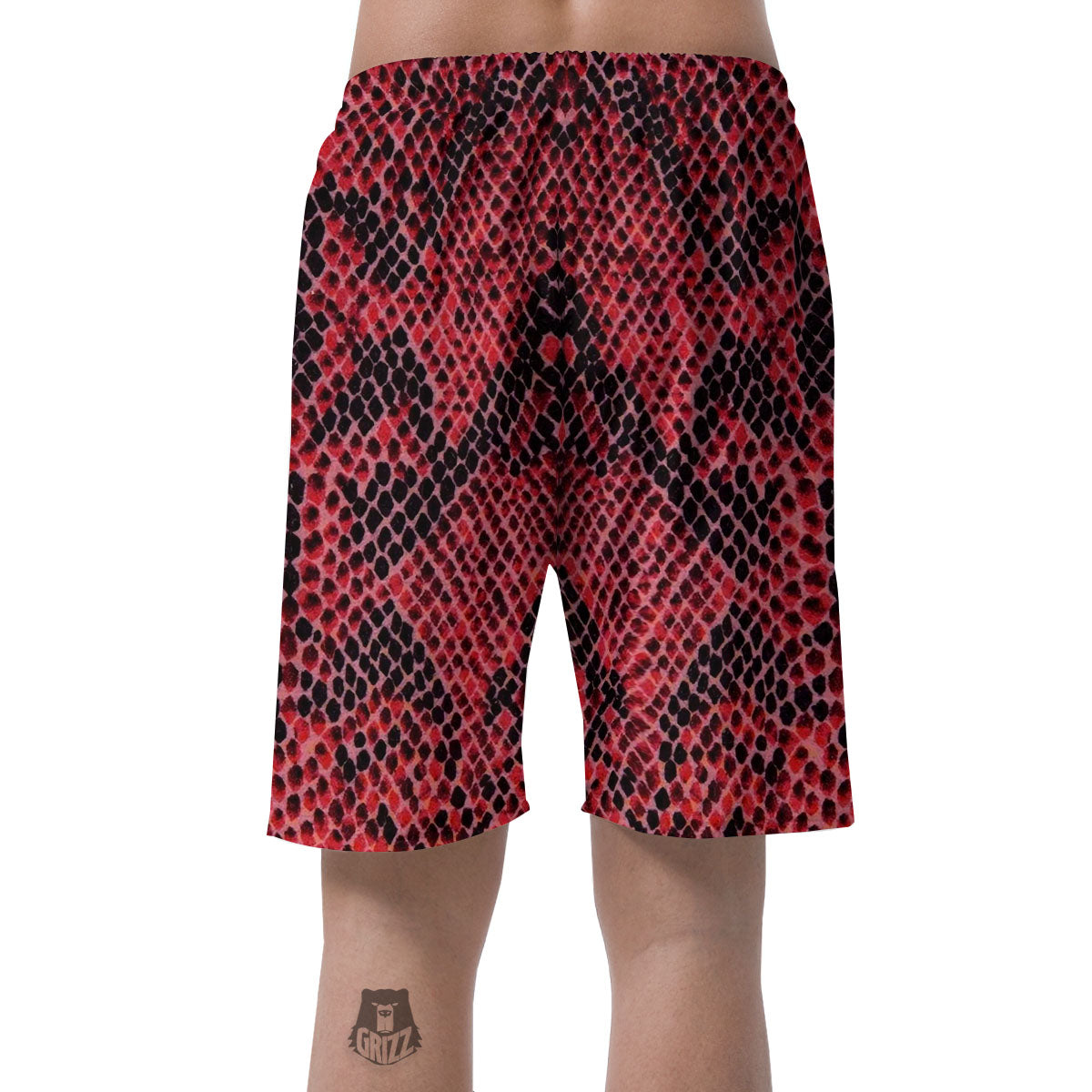 Snakeskin Python Red Print Men's Shorts-grizzshop