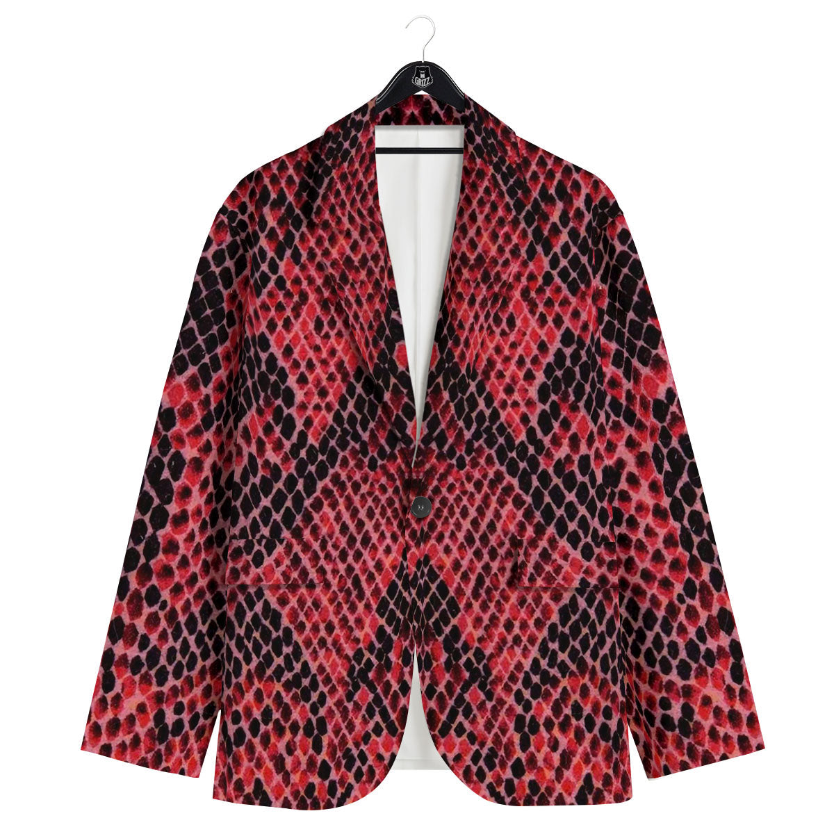 Snakeskin Python Red Print Men's Sport Coat-grizzshop