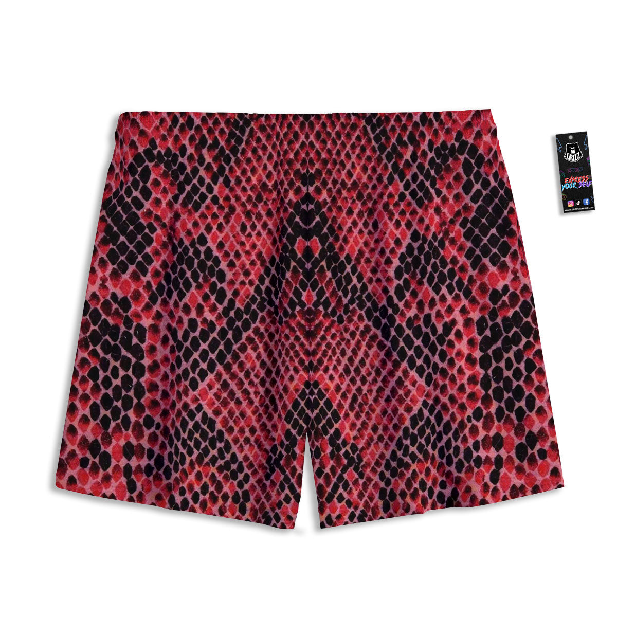 Snakeskin Python Red Print Mesh Shorts