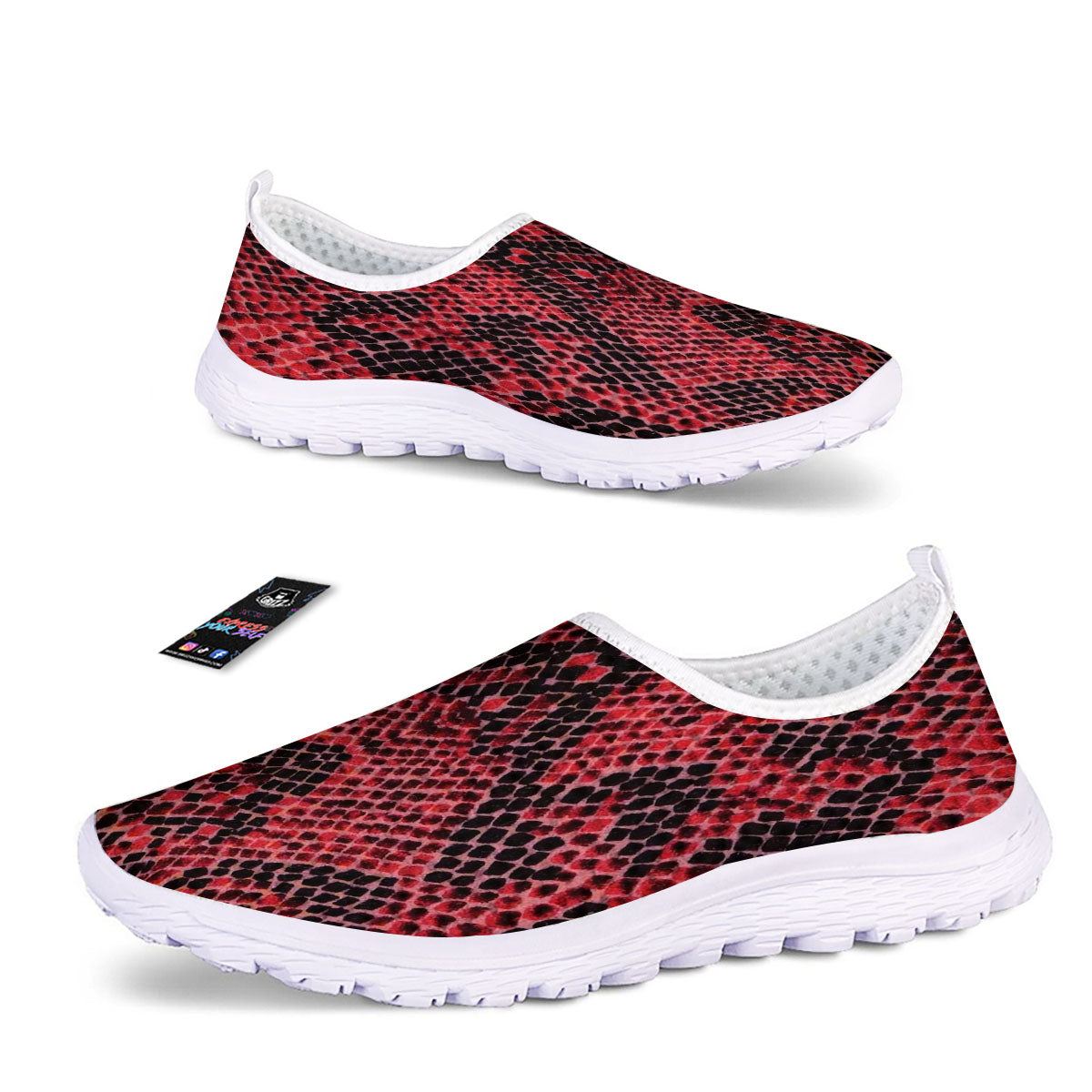 Snakeskin Python Red Print Nurse Shoes-grizzshop